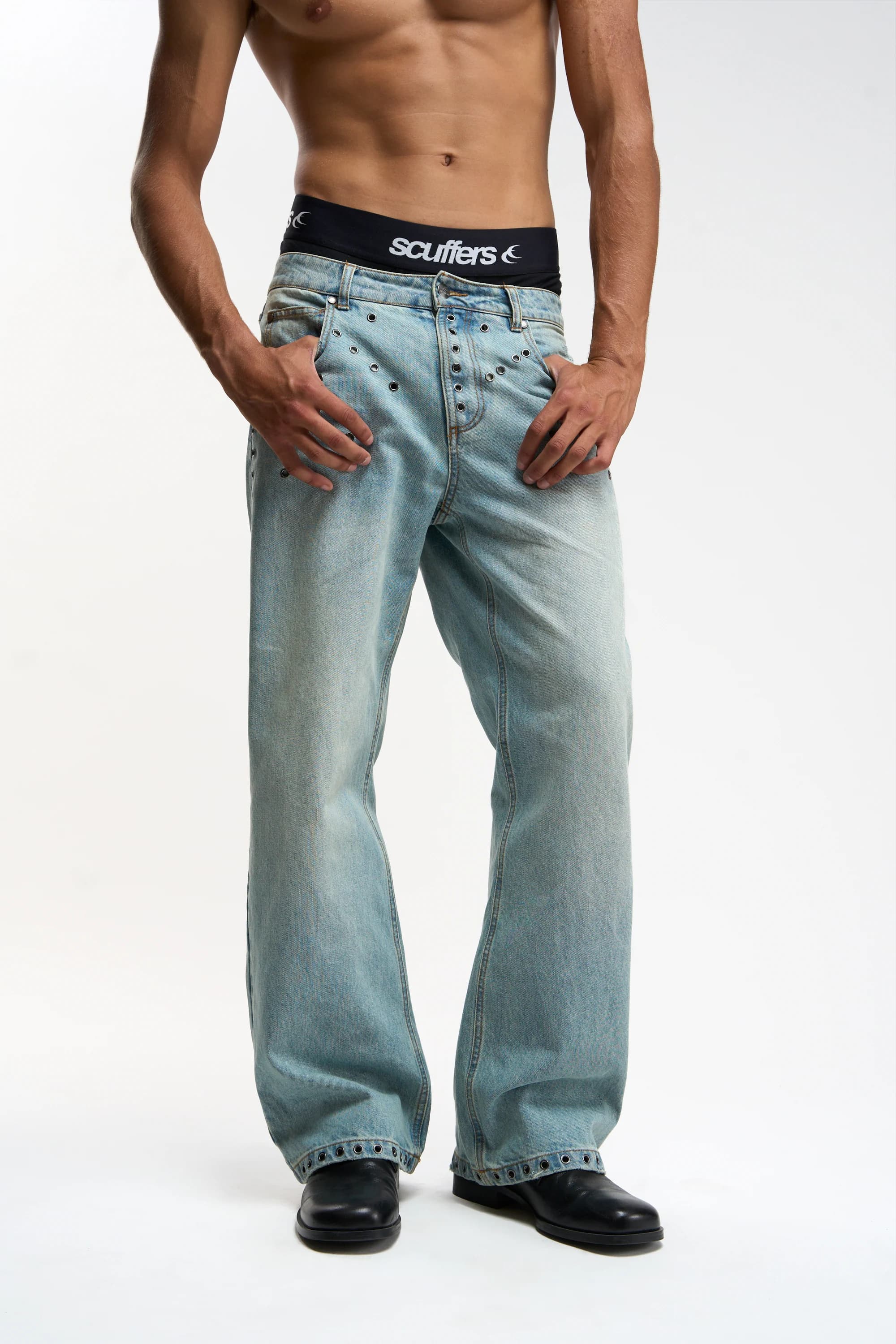 Eyelet Light Blue Pants by Scuffers