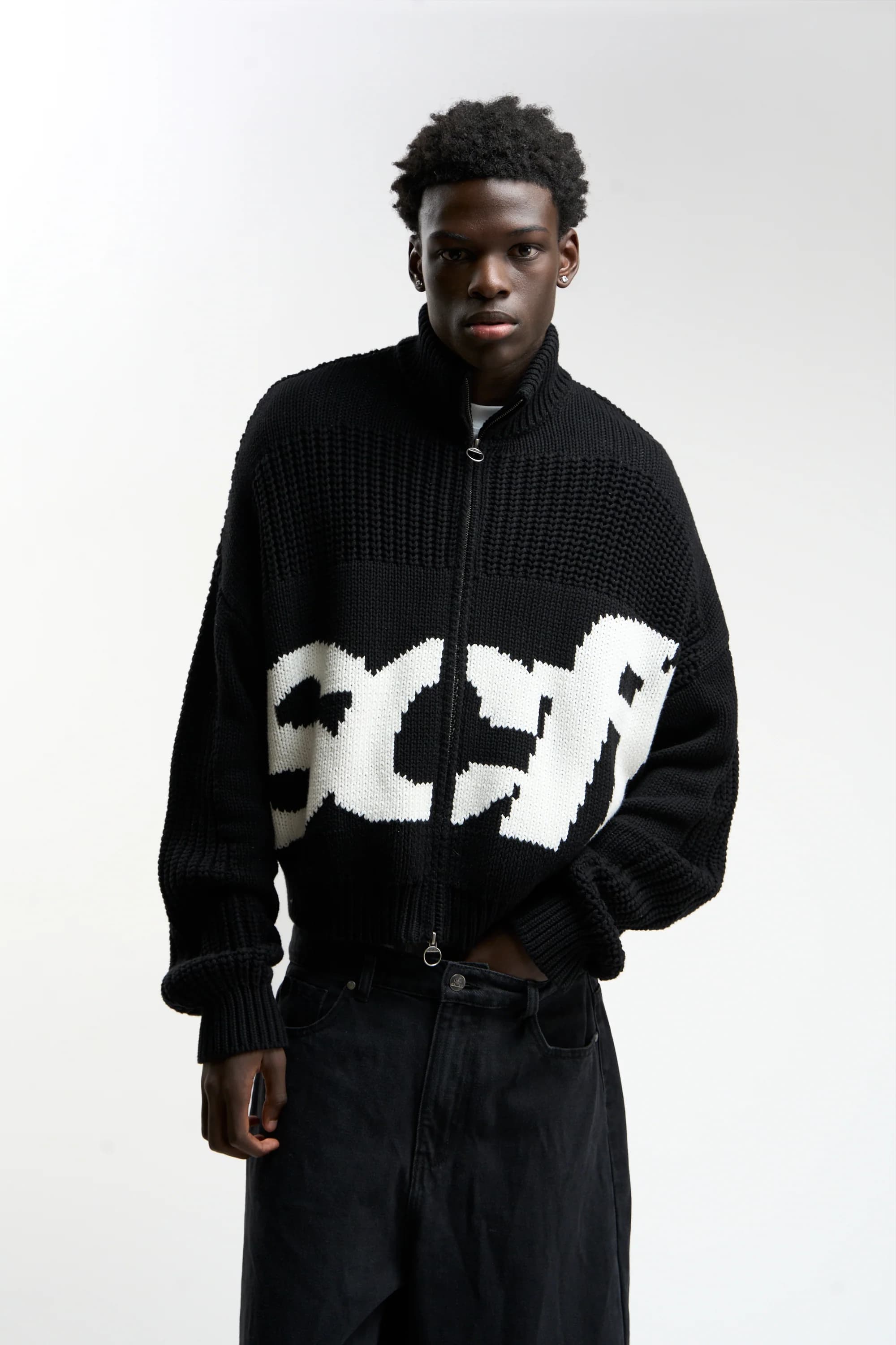SCFF Black Knit Zipper by Scuffers