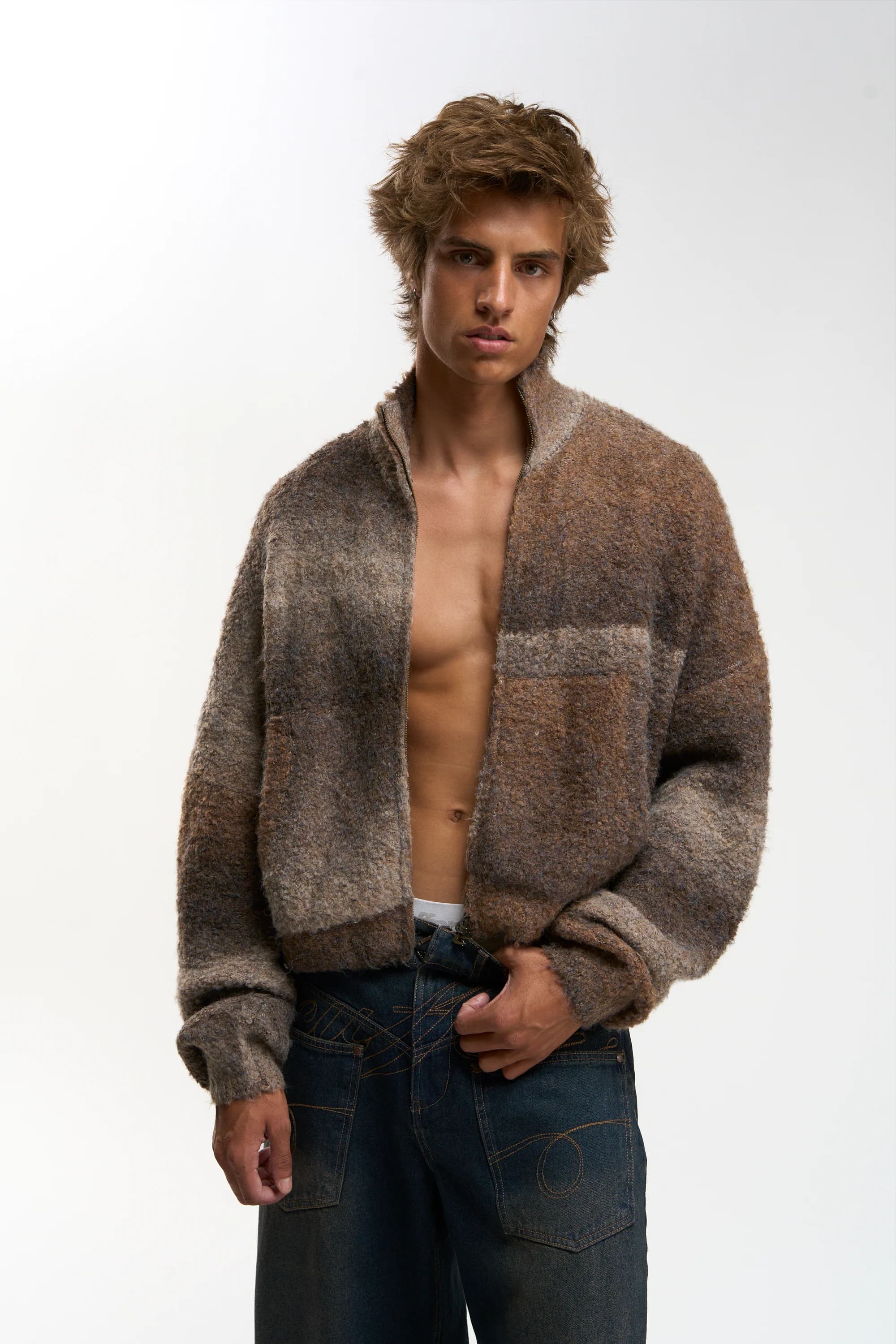 Delorette Brown Knit Zipper by Scuffers