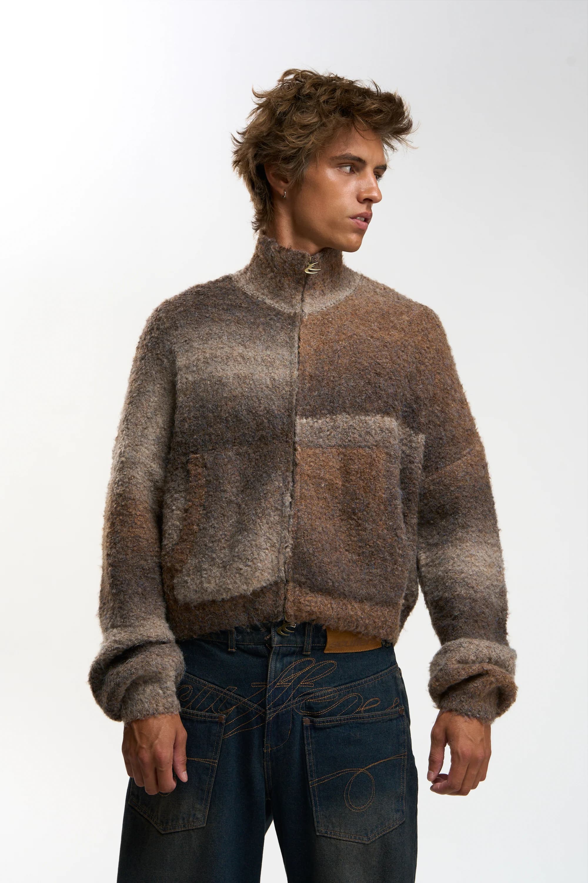 Delorette Brown Knit Zipper 4