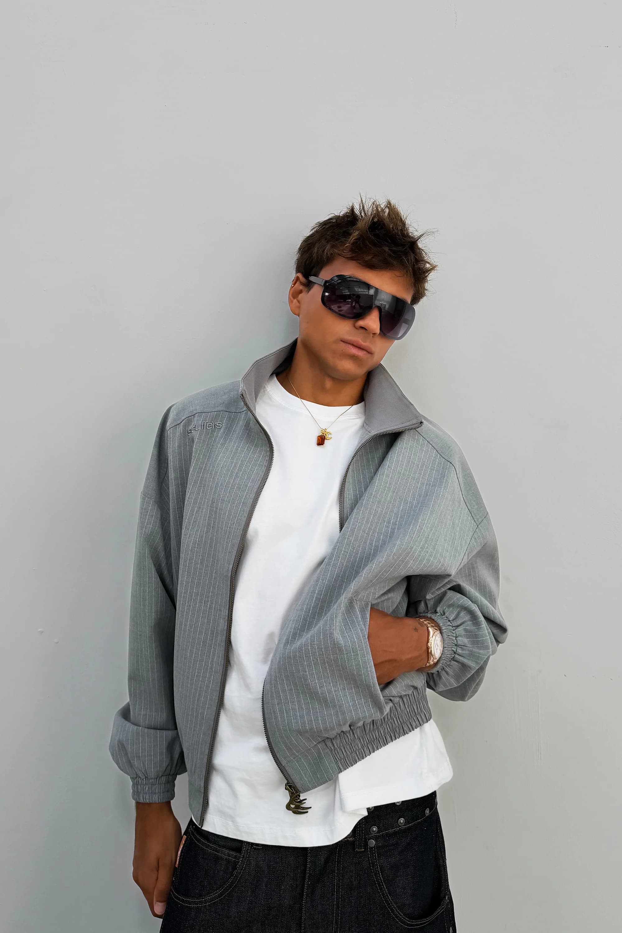 Nautica Grey Pinstripe Jacket 5