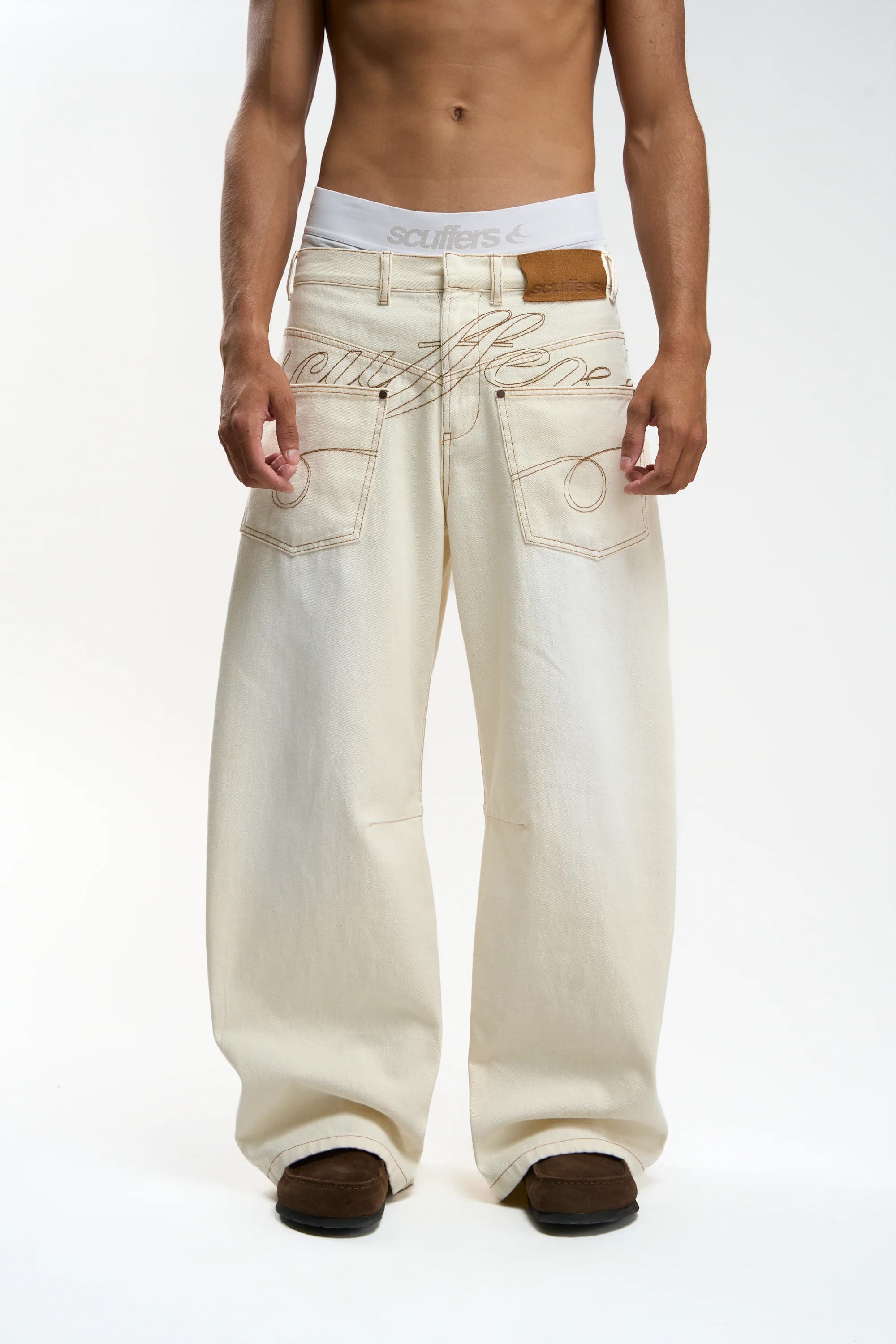 Check Ecru Pants by Scuffers