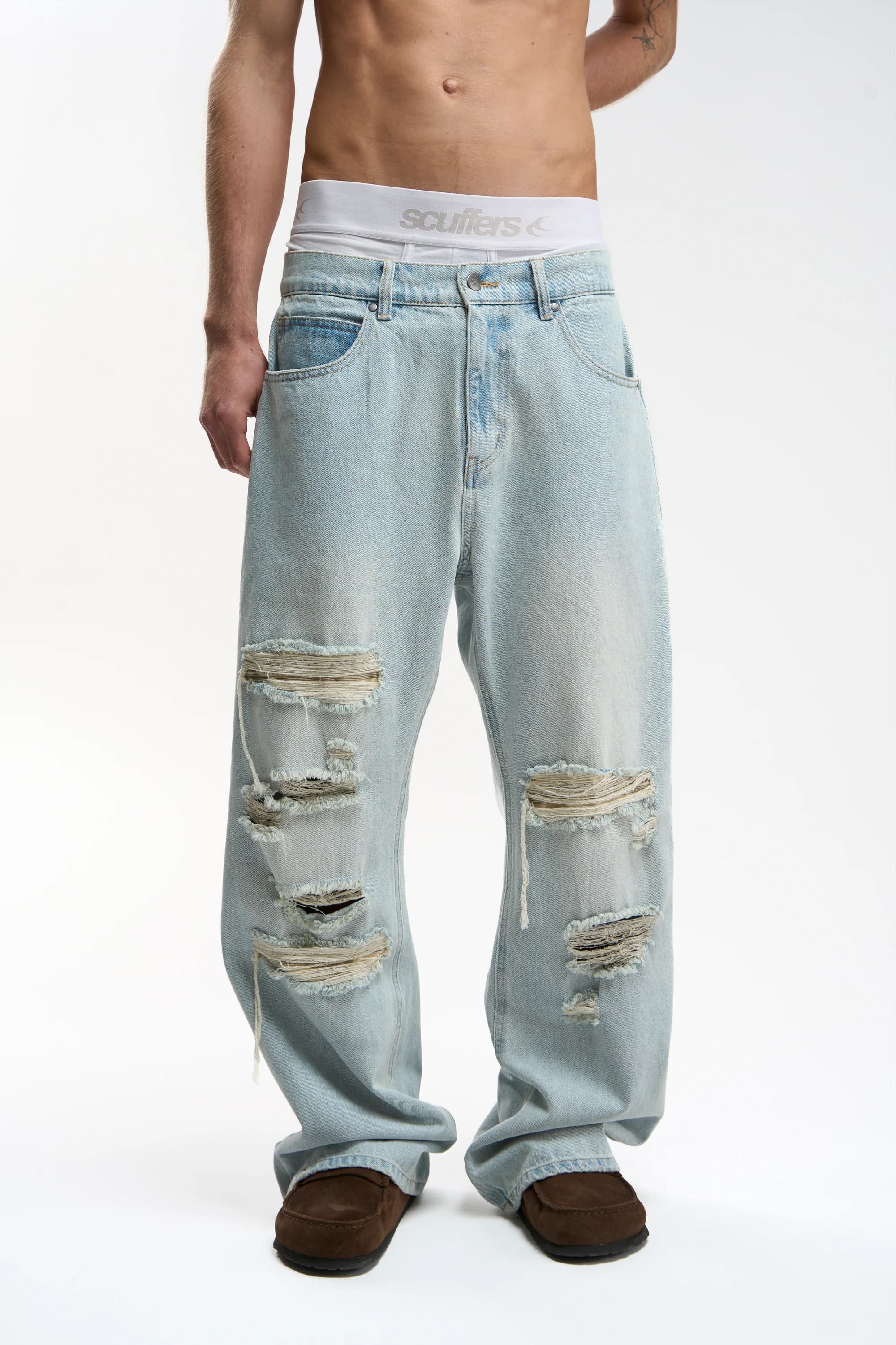 Shanghai Light Blue Pants by Scuffers