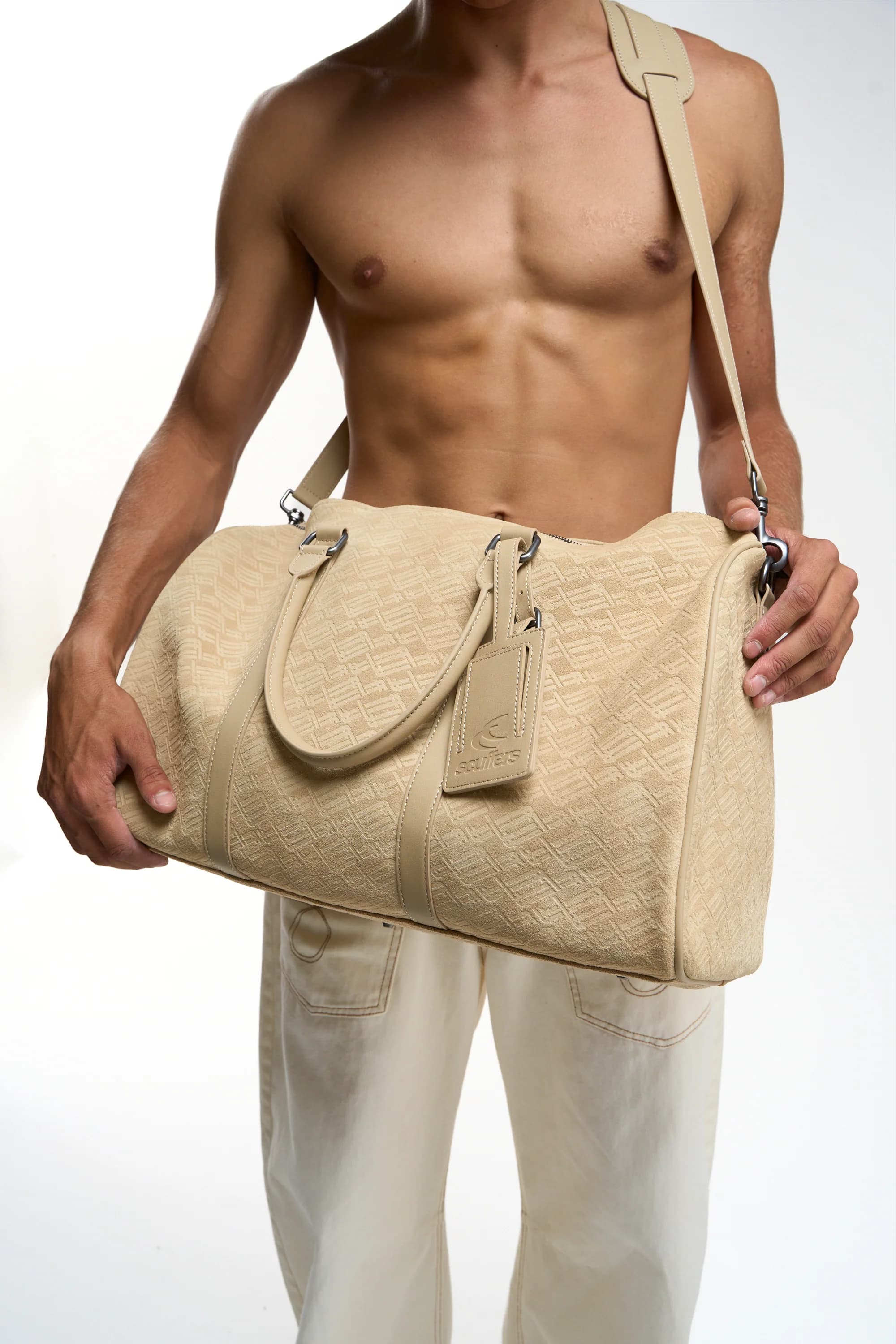 Monogram Ecru Suede Duffle Bag 4