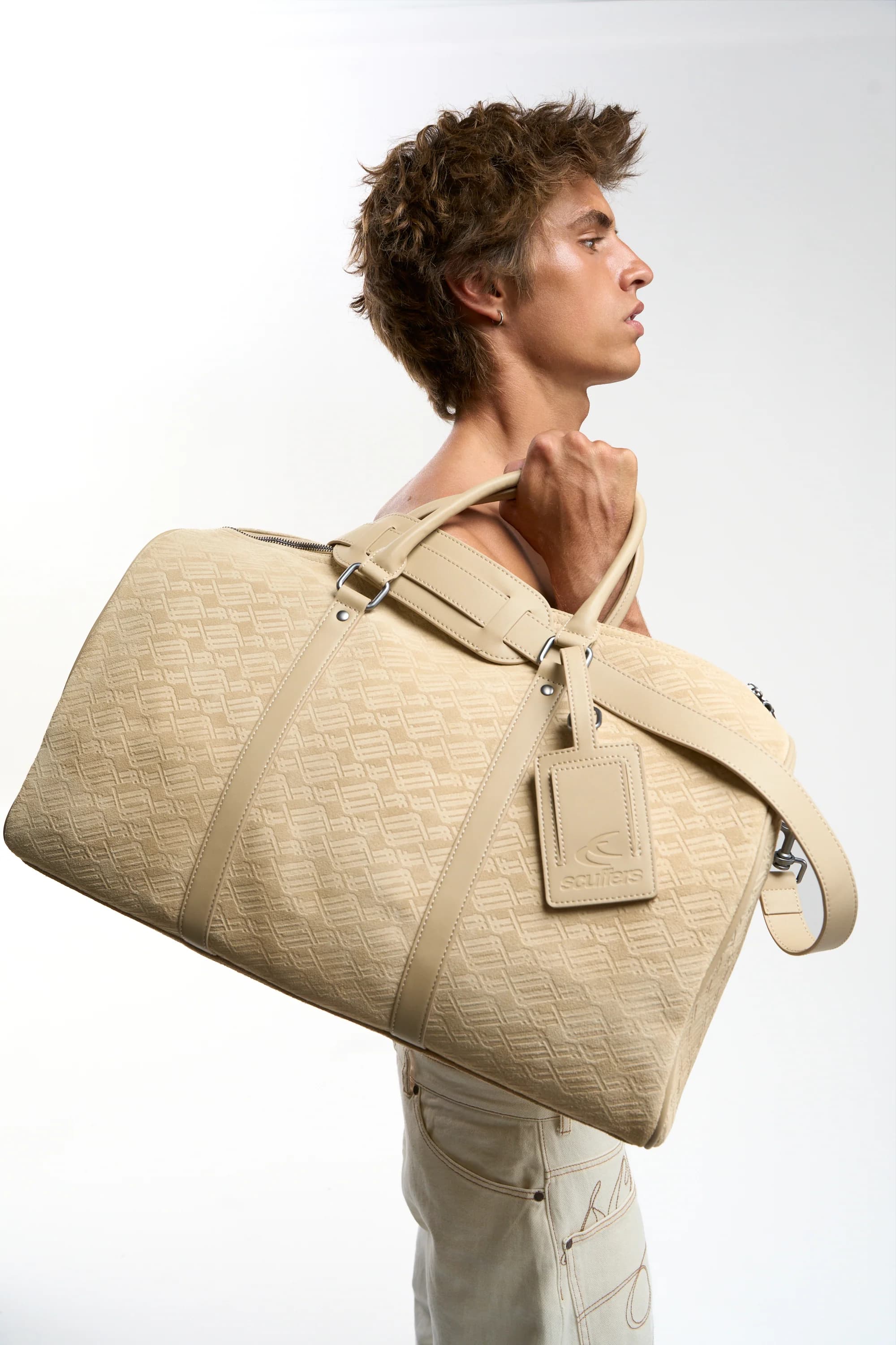 Monogram Ecru Suede Duffle Bag 2