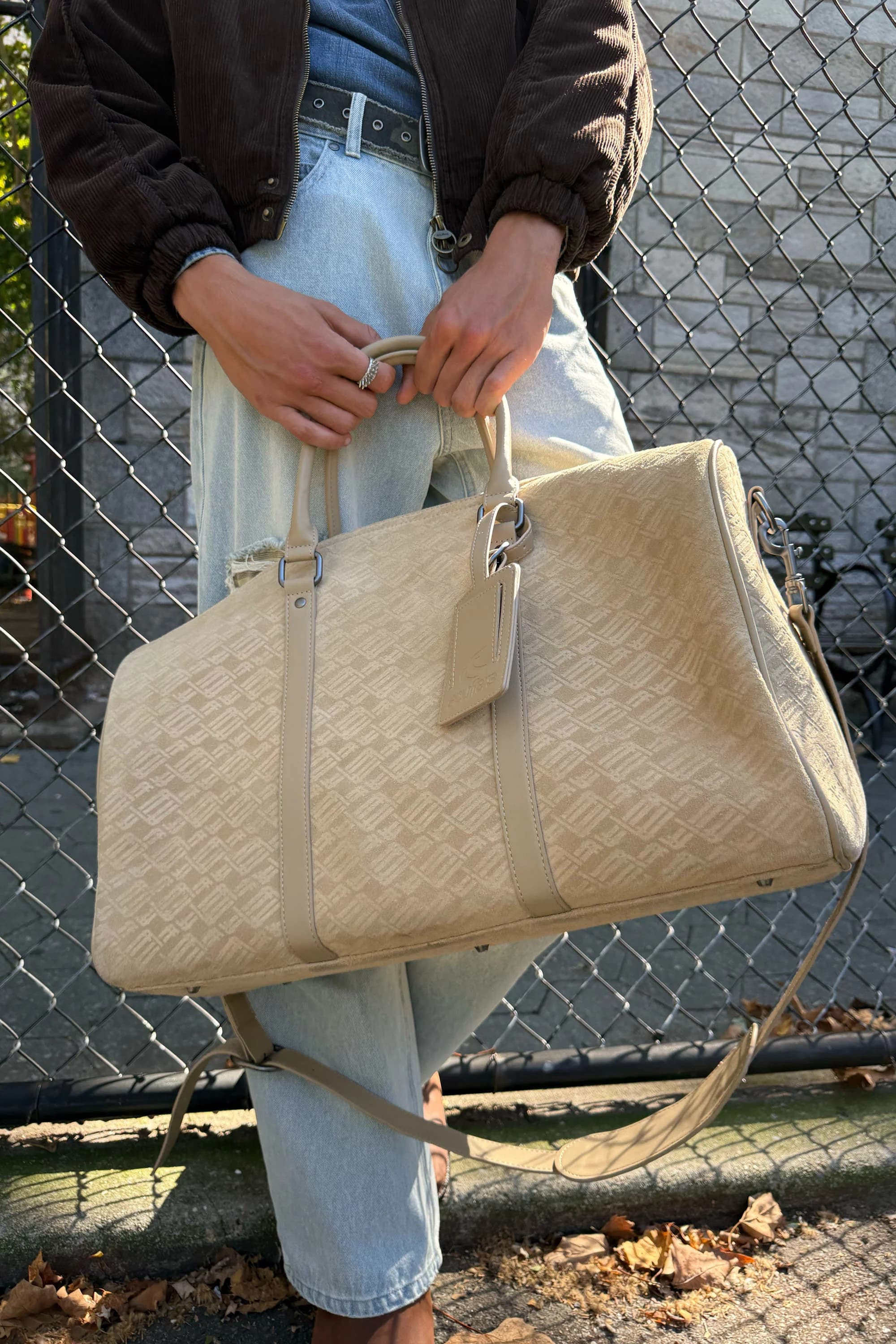 Monogram Ecru Suede Duffle Bag 9
