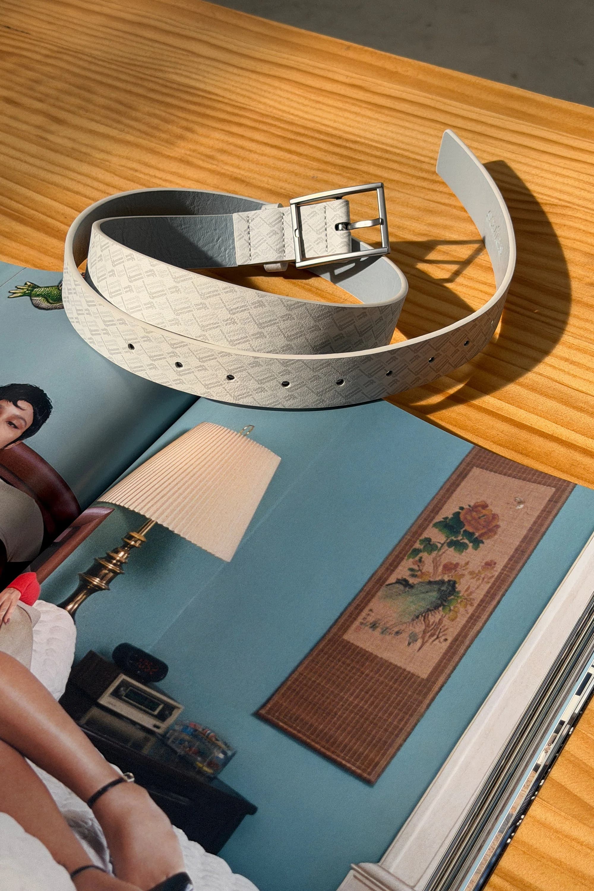 New Monogram White Belt 7
