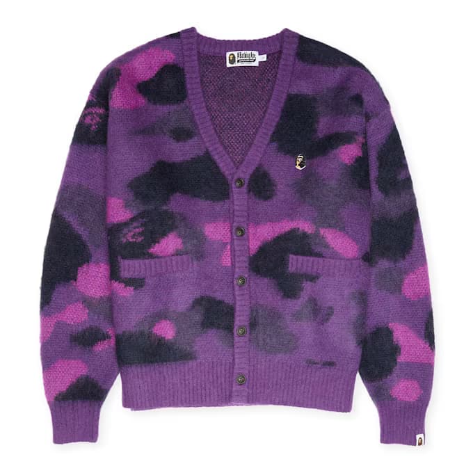 Color Camo Mohair Knit Cardigan M 7