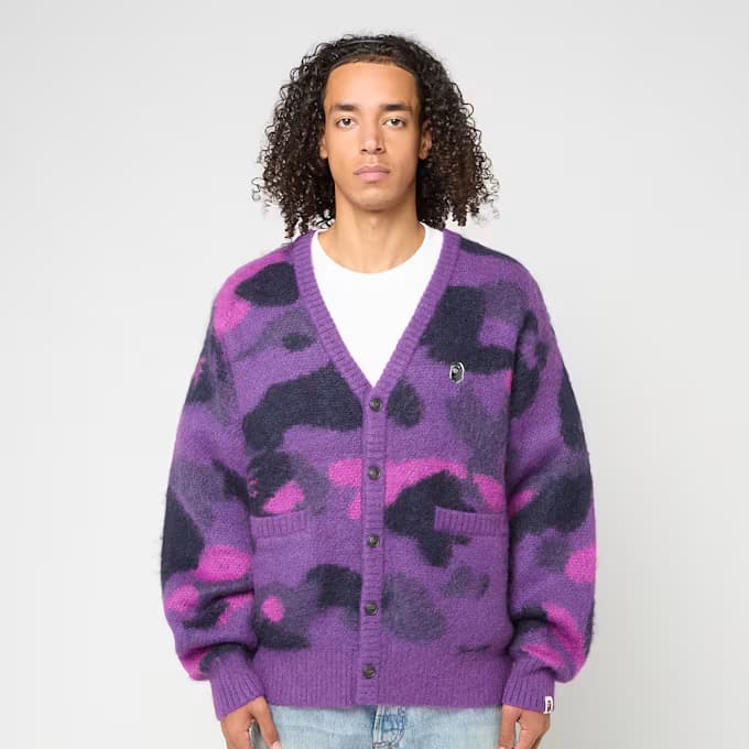 Color Camo Mohair Knit Cardigan M 8