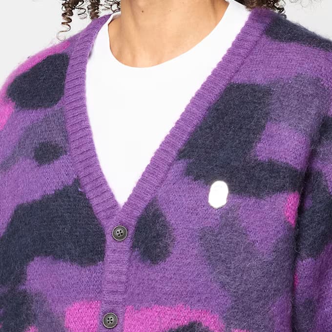Color Camo Mohair Knit Cardigan M 11