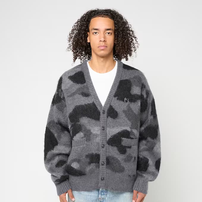 Color Camo Mohair Knit Cardigan M 8
