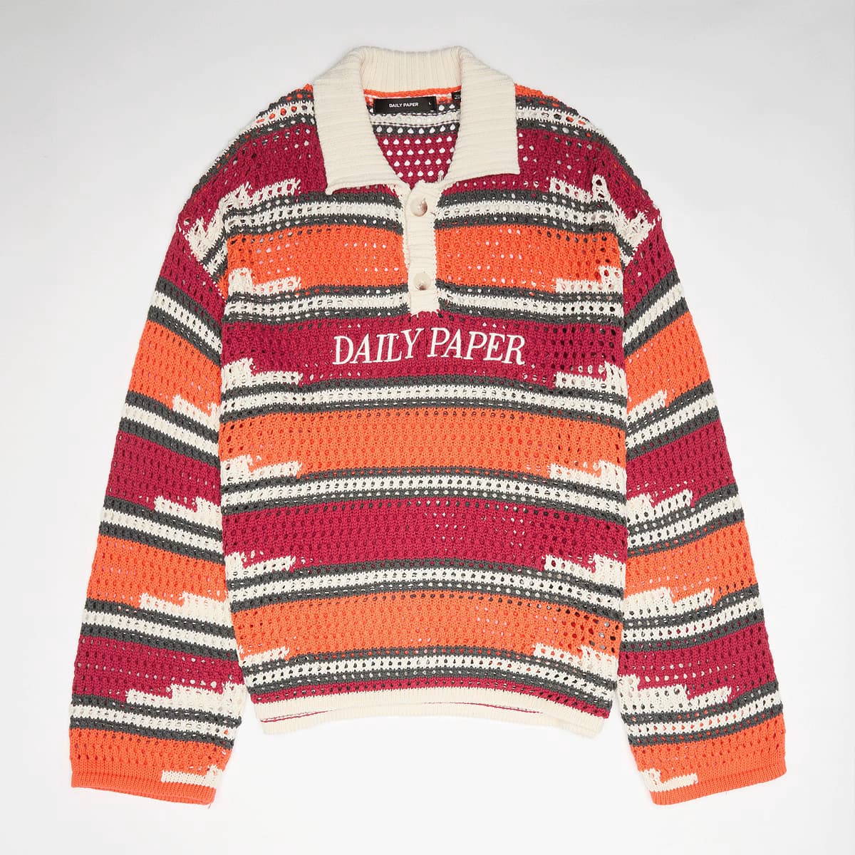 Kente Stripe Knit Polo by Daily Paper