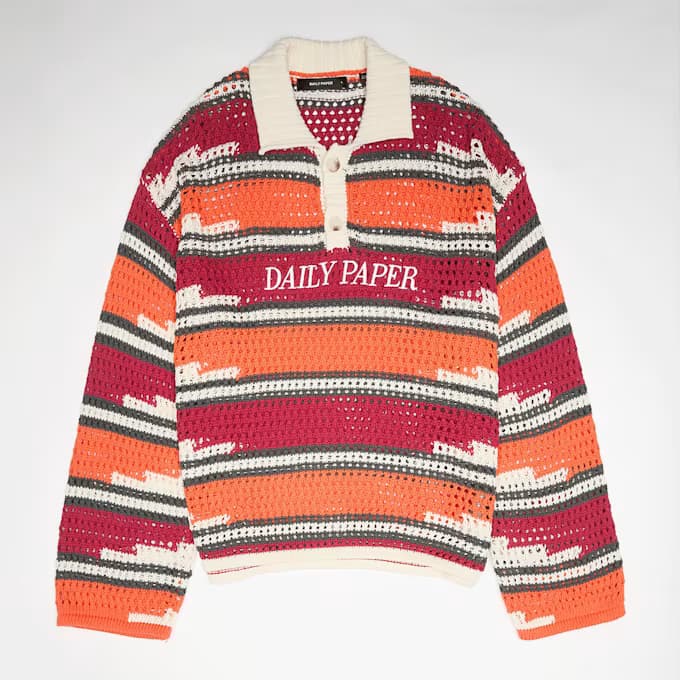 Kente Stripe Knit Polo by Daily Paper