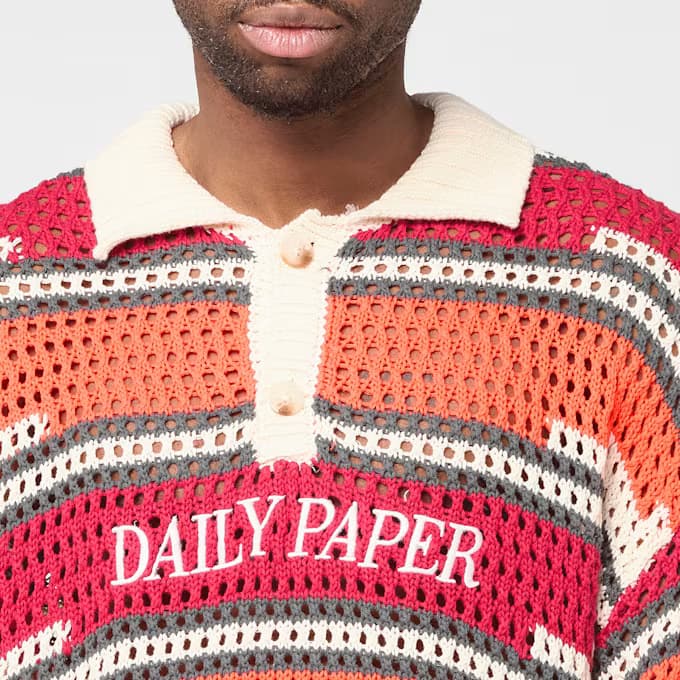 Kente Stripe Knit Polo by Daily Paper