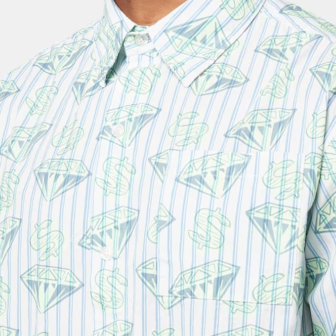 Glow In The Dark Diamonds & Dollars Striped Shirt by Billionaire Boys Club