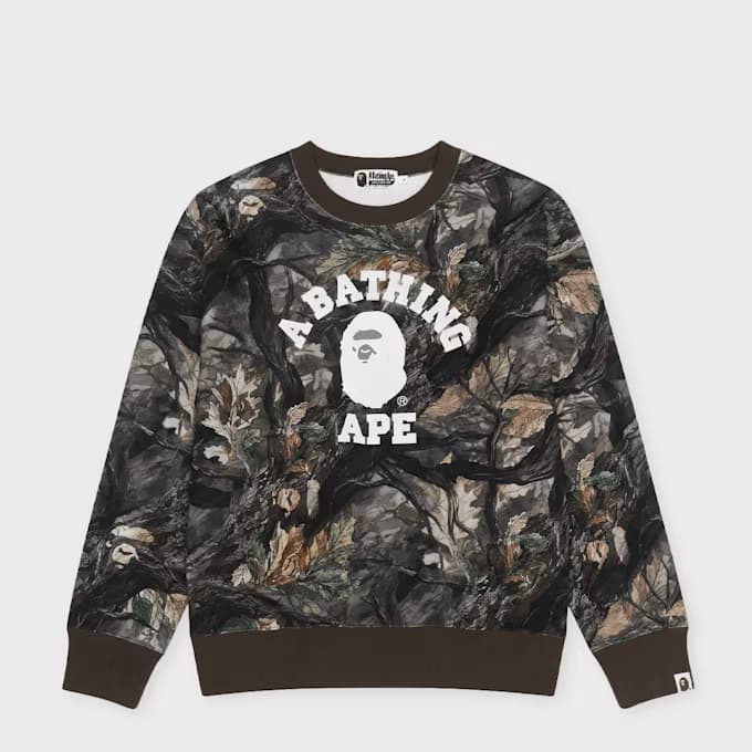 Tree Edge Camo College Relaxed Fit Crewneck #2 M by A Bathing Ape