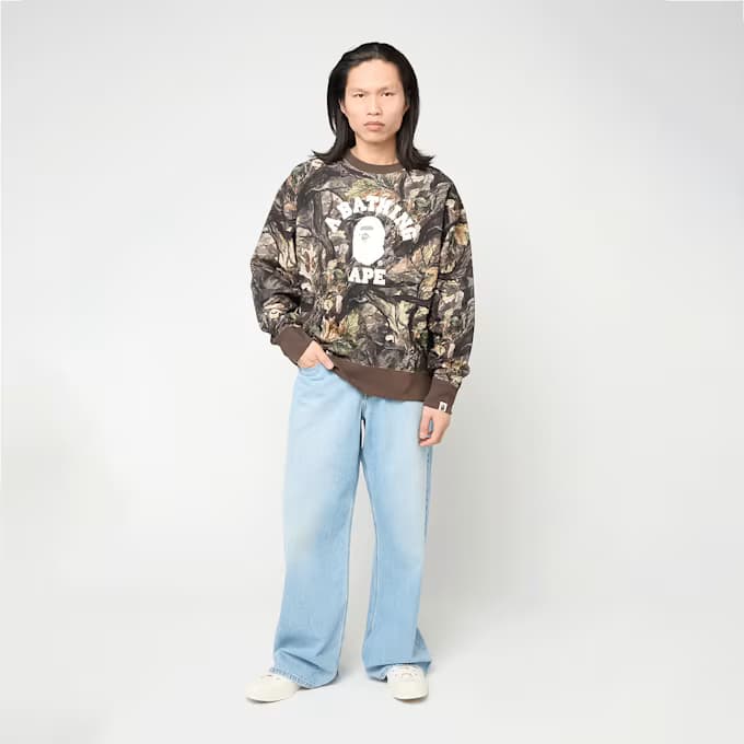 Tree Edge Camo College Relaxed Fit Crewneck #2 M by A Bathing Ape