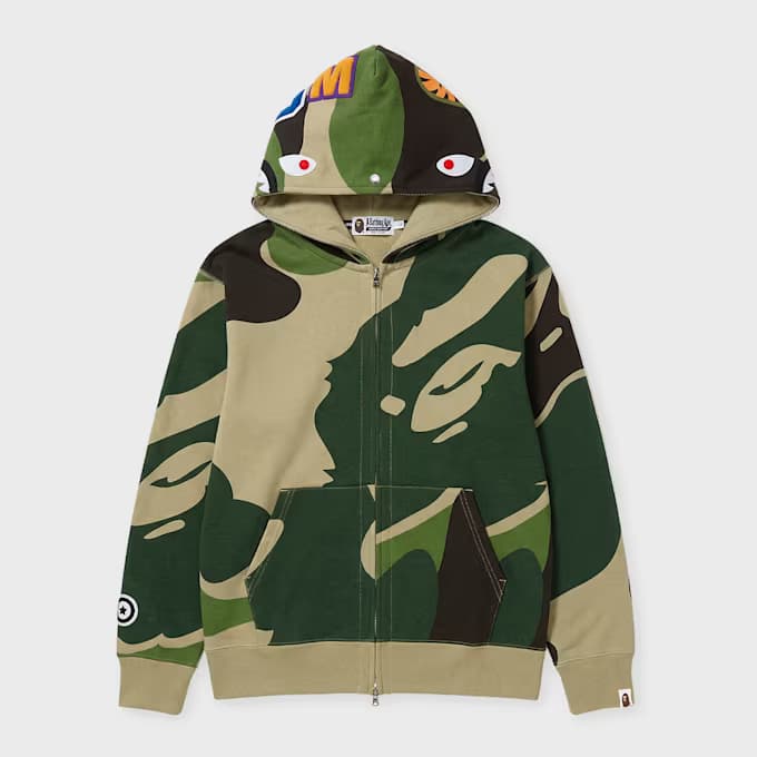 Mega ABC Camo Double Shark Relaxed Fit Full Zip Hoodie by A Bathing Ape