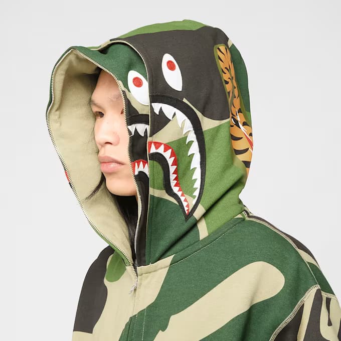 Mega ABC Camo Double Shark Relaxed Fit Full Zip Hoodie by A Bathing Ape