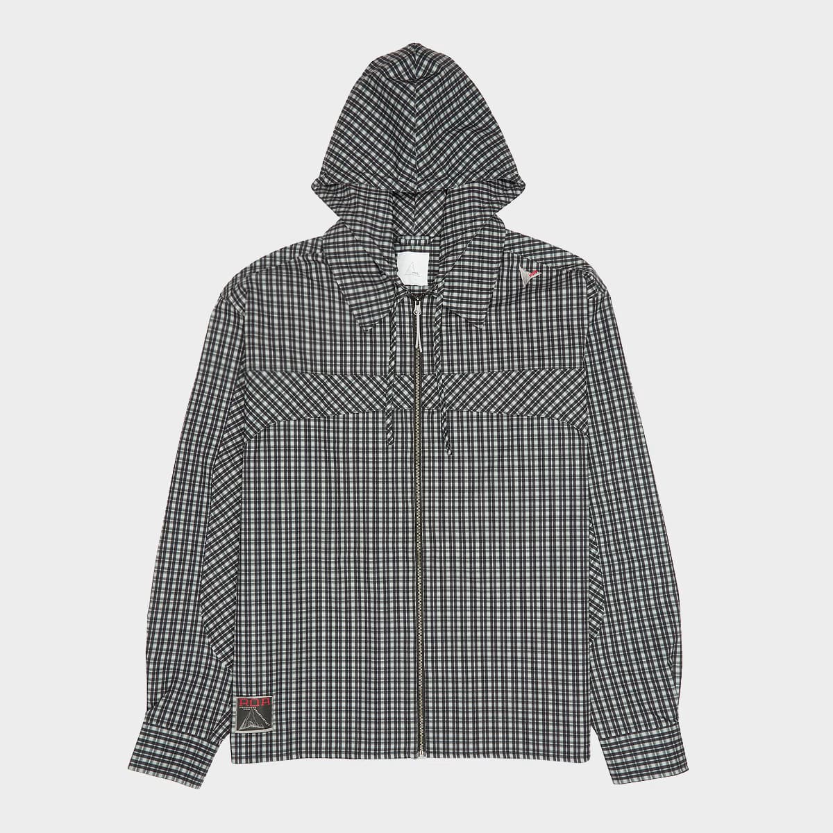 Aair Floweave Printed Check Long Sleeve Hooded Shirt by ROA