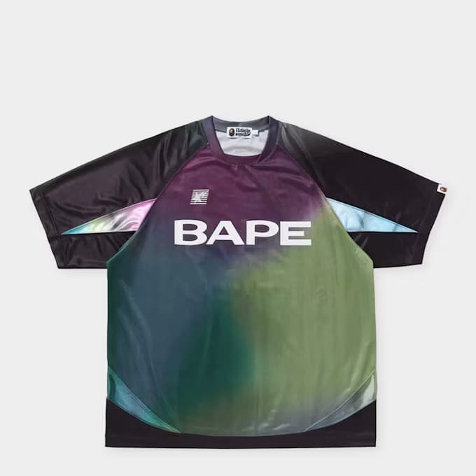 Tie Dye Sta Stripe Pattern Football Jersey Tee by A Bathing Ape