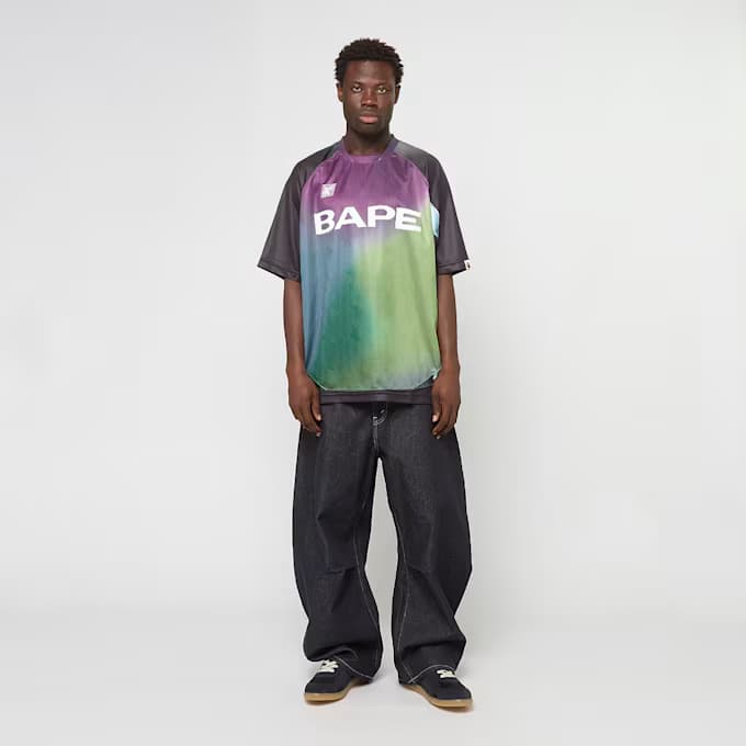 Tie Dye Sta Stripe Pattern Football Jersey Tee by A Bathing Ape