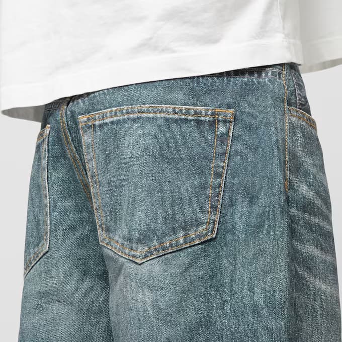 Fake Print Sta Loose Fit Denim Pants by A Bathing Ape