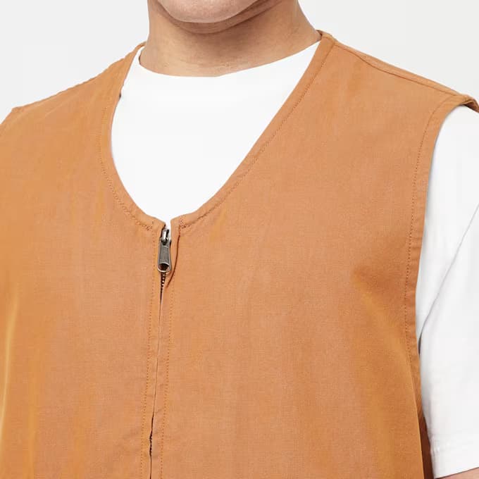 Work Zip Vest Canvas by Beams Plus